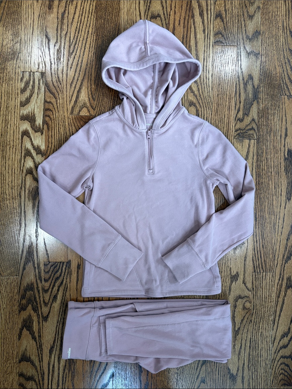 abercrombie kids pink buttery soft leggings and hoodie matching set, size 7/8.